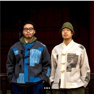 Sundae School Patchwork Monk Toggle Coat in Charcoal (Large - Brand New)